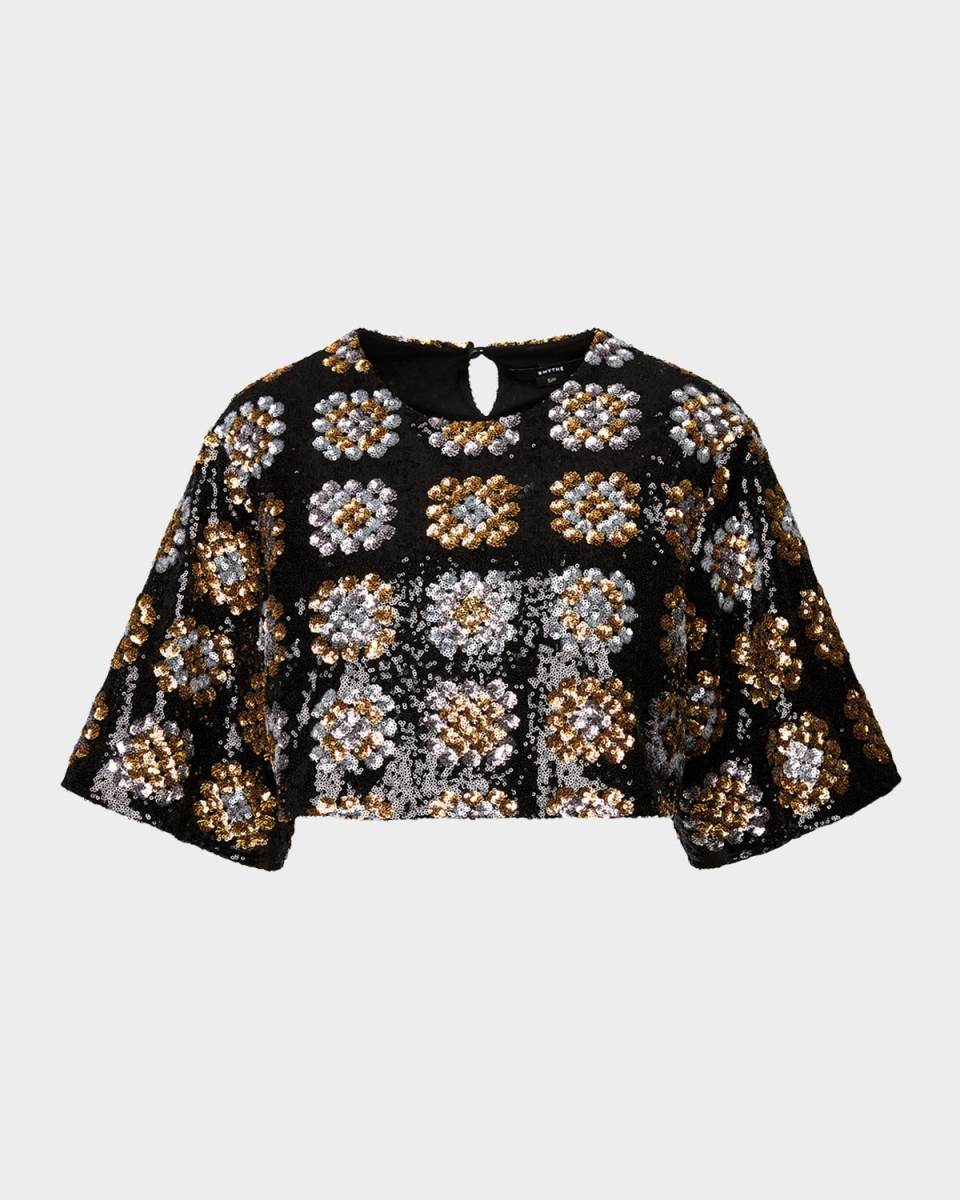 Sequined Stretch Crop Top
